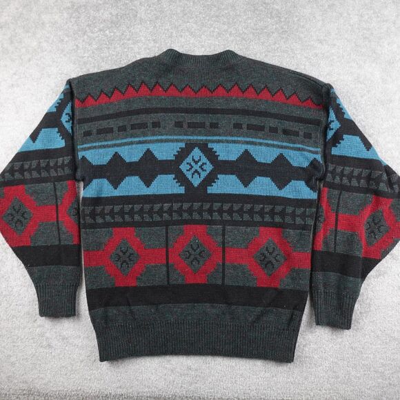 Vintage Poplar Classics Sweater Men's XL Multicolor Knit 100% Acrylic Made USA - Picture 7 of 10